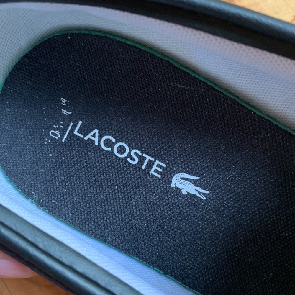 Lacoste men’s size 42 EU black slip on sneakers vegan canvas shoes comfy VGUC - Picture 9 of 13